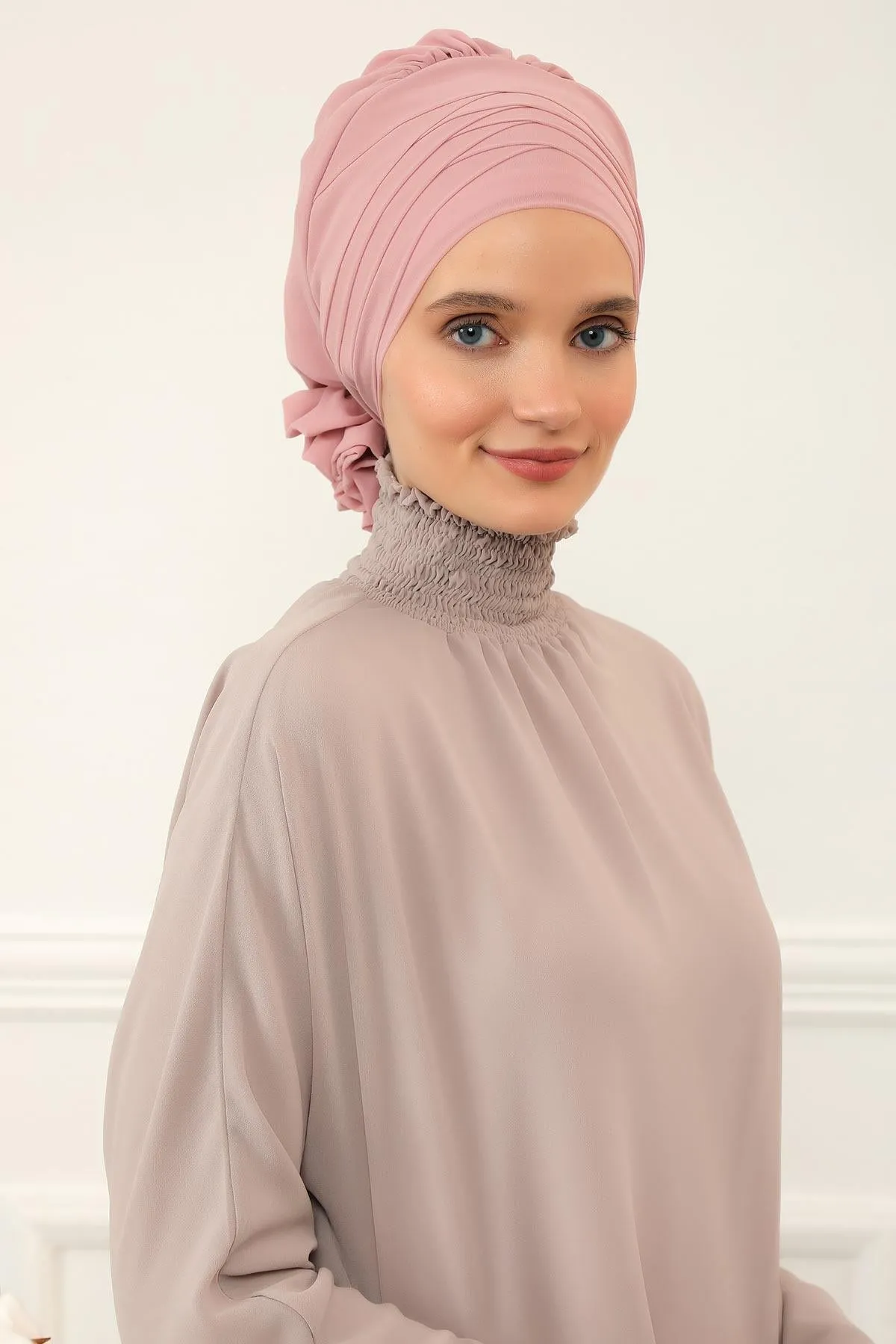 Chiffon Instant Turban with Cross-Stitch Tie Detail, Fashionable Adjustable Pre-Tied Headscarf Head Covering for Effortless Style,HT-30