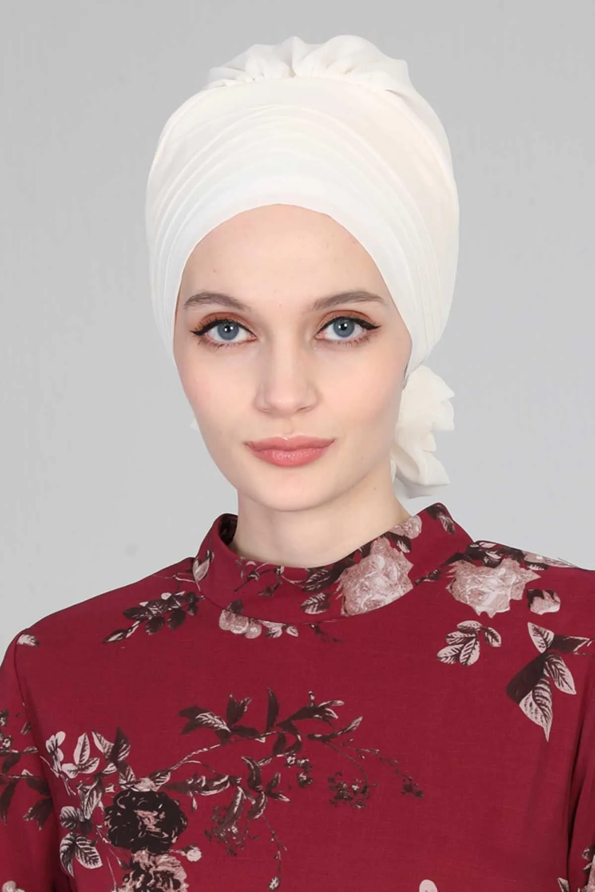 Chiffon Instant Turban with Cross-Stitch Tie Detail, Fashionable Adjustable Pre-Tied Headscarf Head Covering for Effortless Style,HT-30