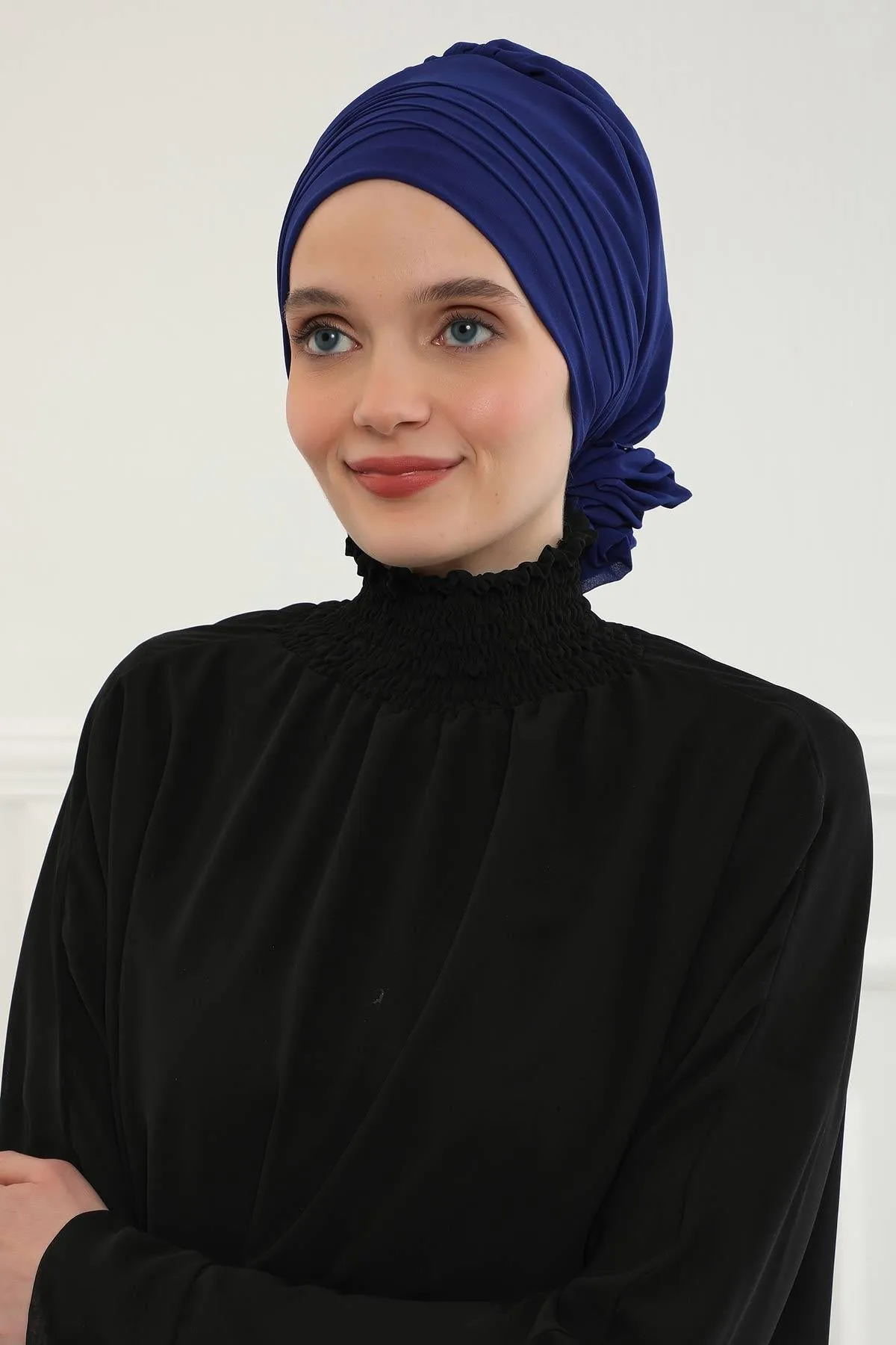 Chiffon Instant Turban with Cross-Stitch Tie Detail, Fashionable Adjustable Pre-Tied Headscarf Head Covering for Effortless Style,HT-30