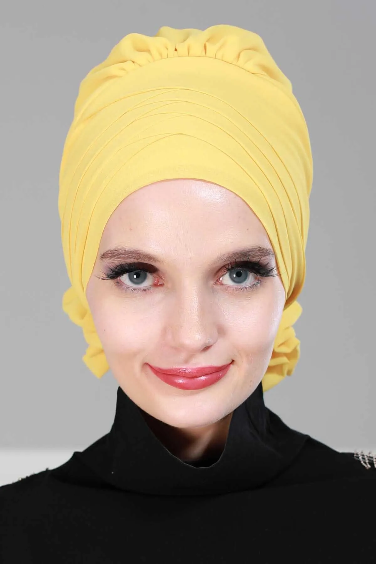 Chiffon Instant Turban with Cross-Stitch Tie Detail, Fashionable Adjustable Pre-Tied Headscarf Head Covering for Effortless Style,HT-30