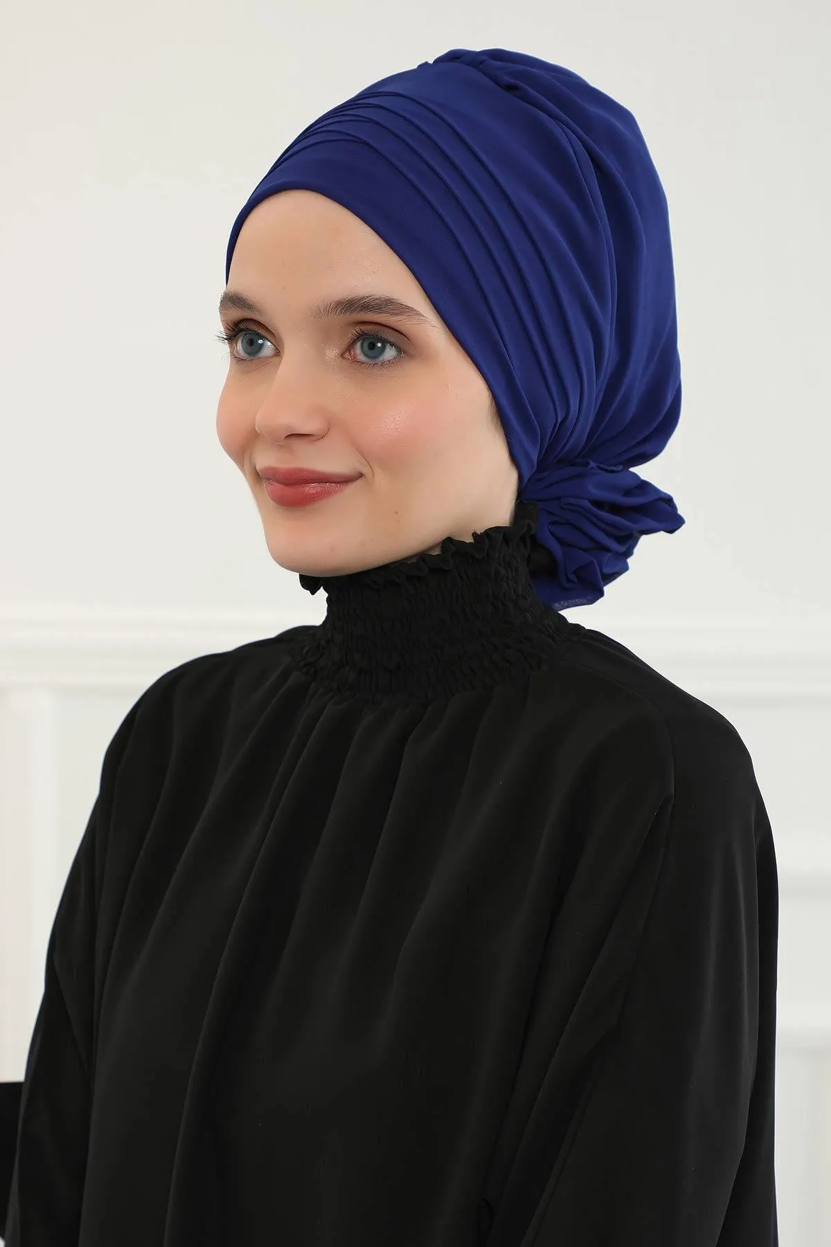 Chiffon Instant Turban with Cross-Stitch Tie Detail, Fashionable Adjustable Pre-Tied Headscarf Head Covering for Effortless Style,HT-30