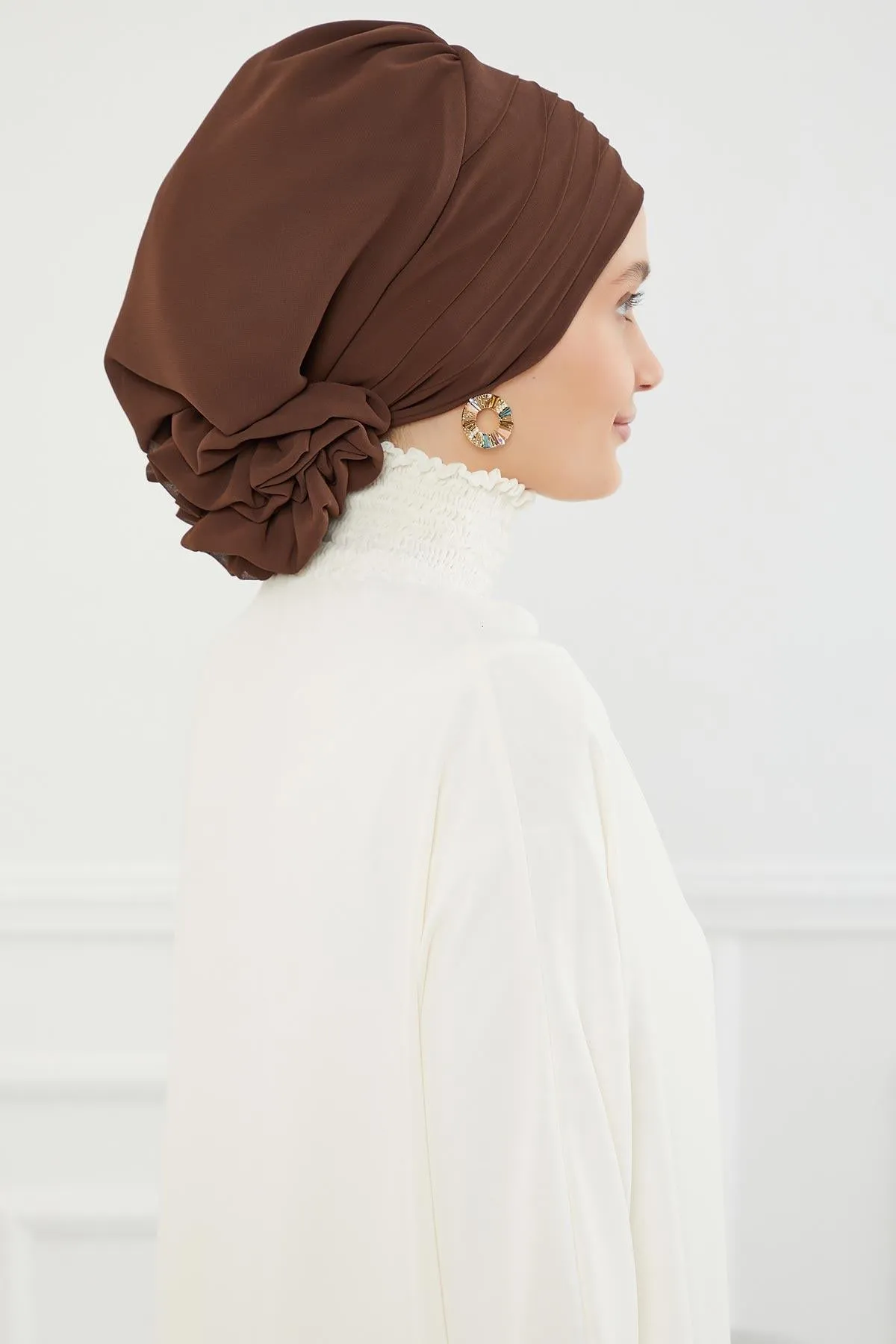 Chiffon Instant Turban with Cross-Stitch Tie Detail, Fashionable Adjustable Pre-Tied Headscarf Head Covering for Effortless Style,HT-30