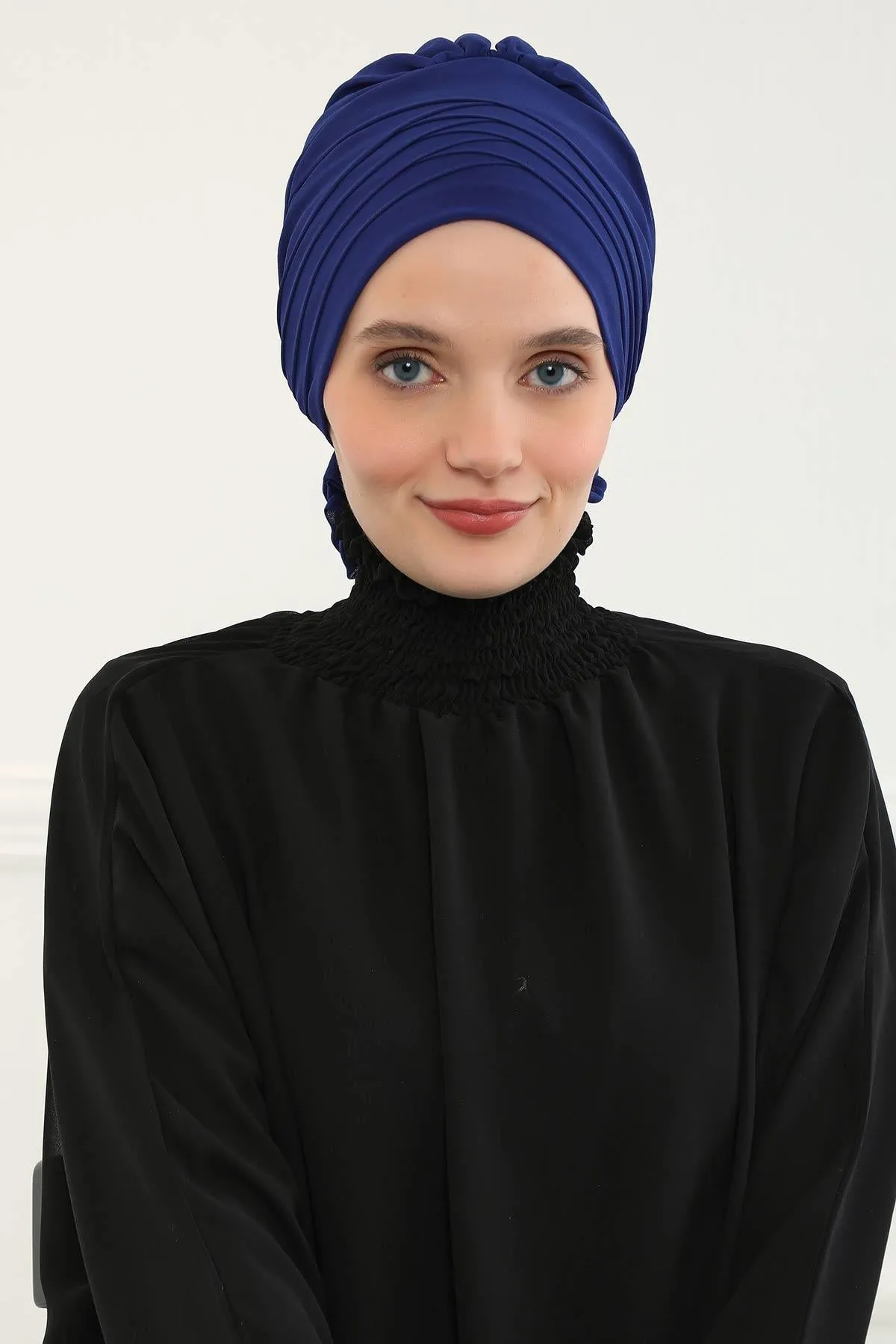 Chiffon Instant Turban with Cross-Stitch Tie Detail, Fashionable Adjustable Pre-Tied Headscarf Head Covering for Effortless Style,HT-30