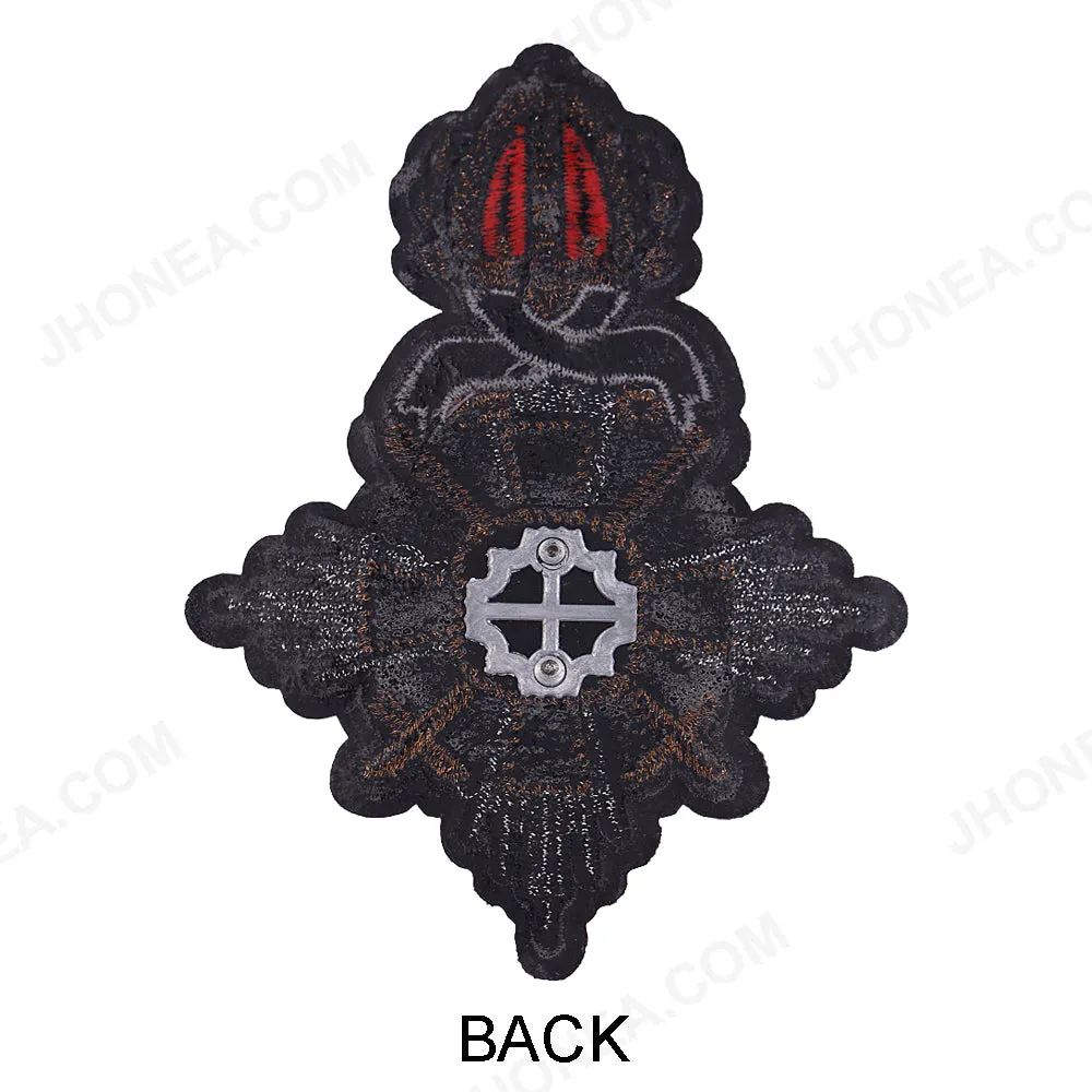 Classic Black Royal Crest Design Texture Embroidery Blazer Badges