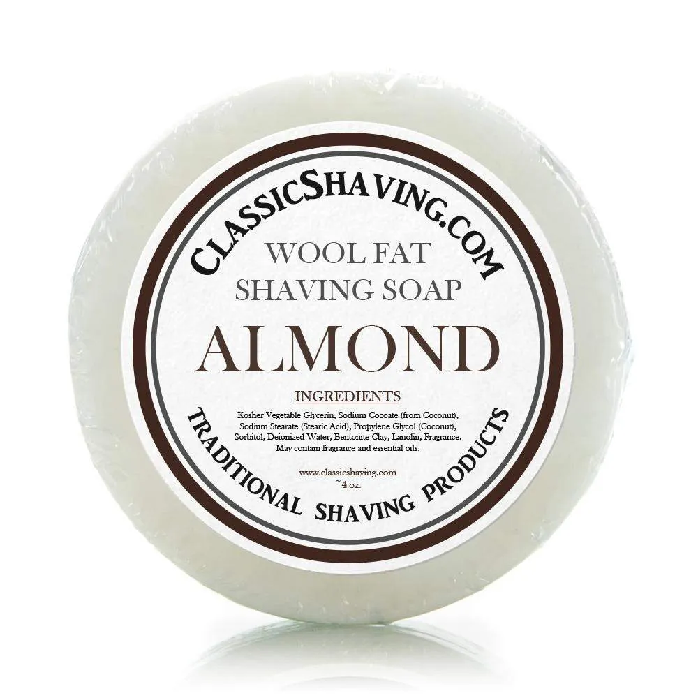 Classic Shaving Wool Fat Shaving Soap - 3" Almond