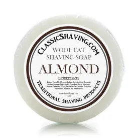 Classic Shaving Wool Fat Shaving Soap - 3" Almond