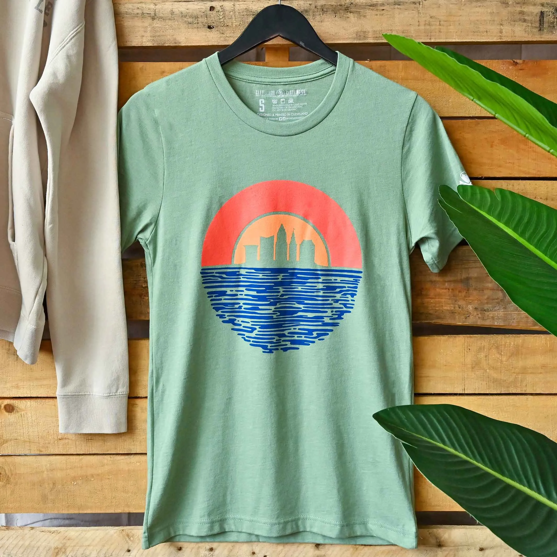 Cleveland Sunset - Unisex Crew T-Shirt - Heather Sage