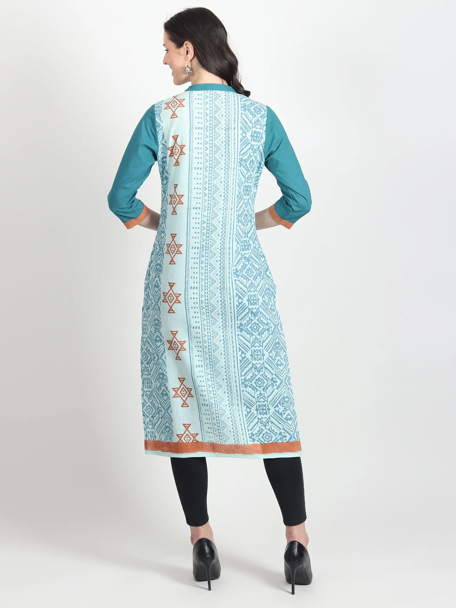 CLIO Hand Block Printed Straight Kurti  Geometric ,Tribal Motifs