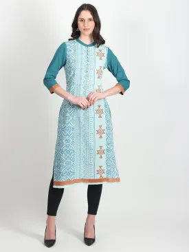 CLIO Hand Block Printed Straight Kurti  Geometric ,Tribal Motifs