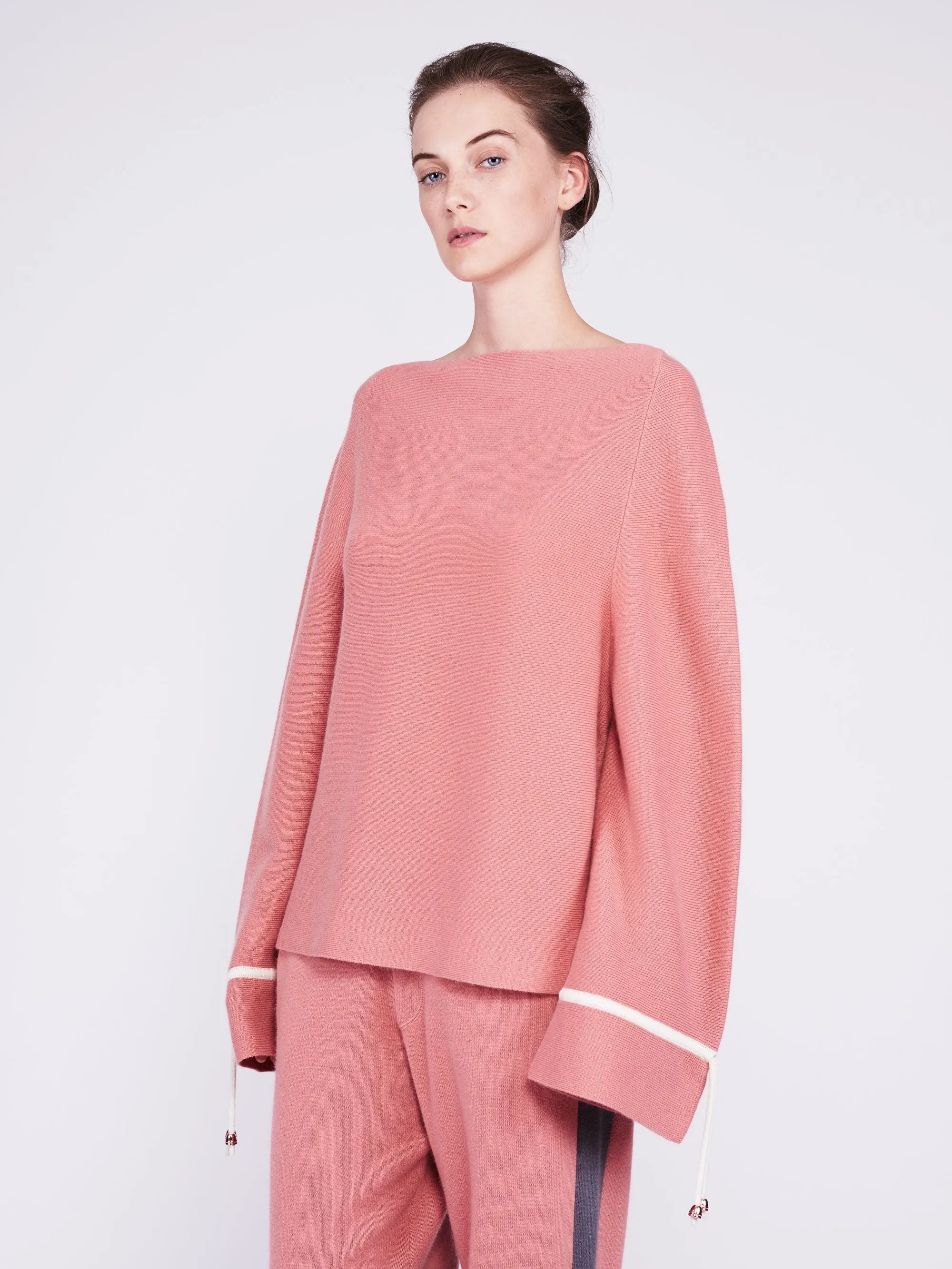 CMMC Bell Sleeve Cashmere Sweater - Sakura x White