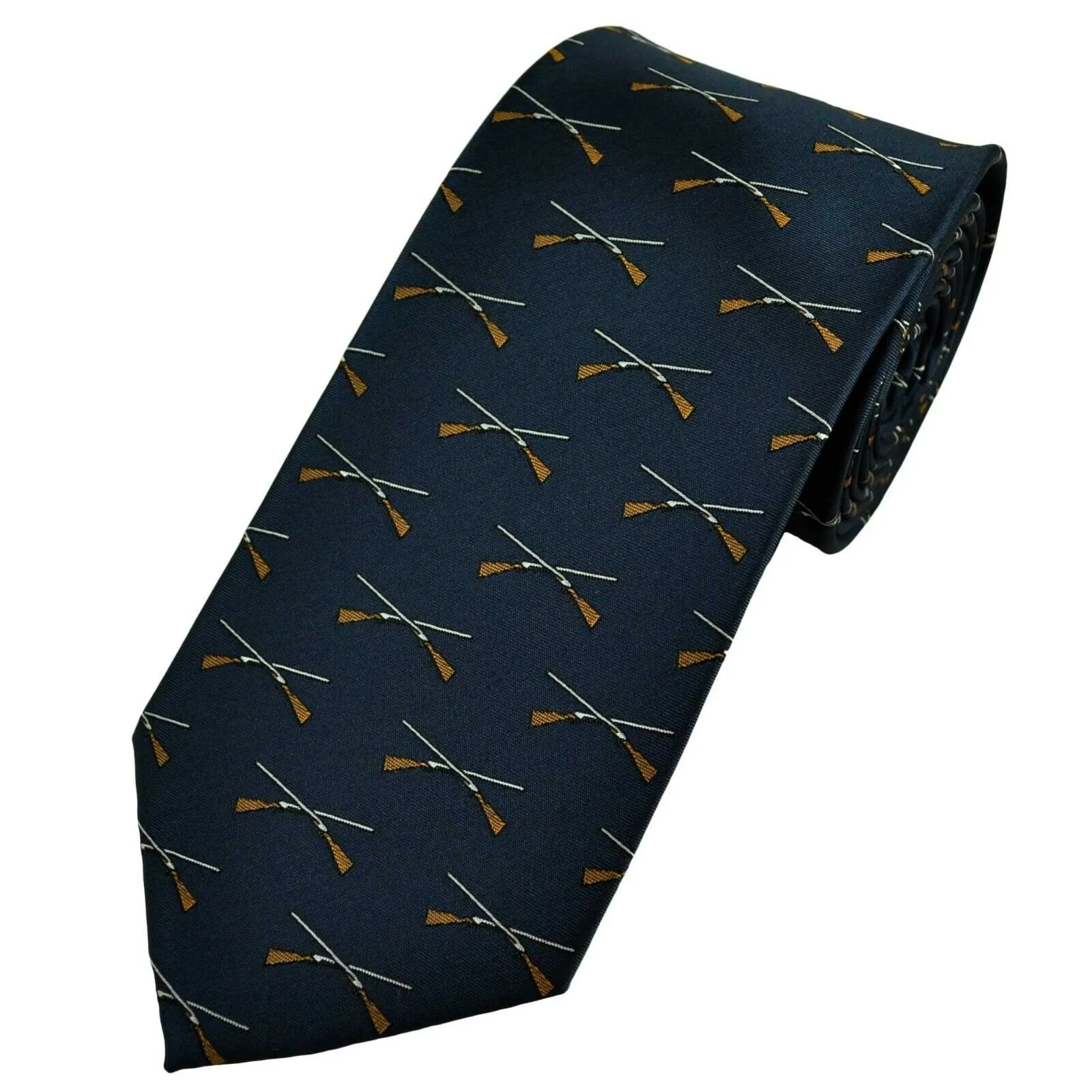 Crossed Shotguns Tie Shooting Necktie In Blue Red Green or Brown