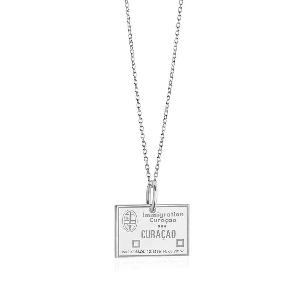 Curacao Passport Stamp Charm Silver