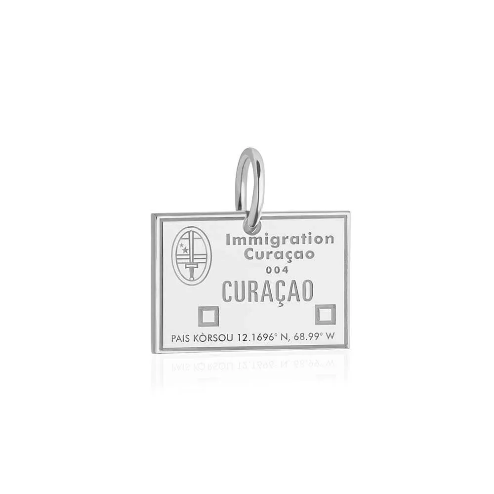 Curacao Passport Stamp Charm Silver