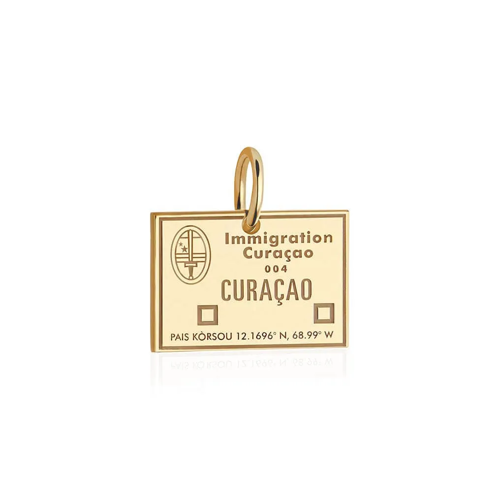 Curacao Passport Stamp Charm Solid Gold