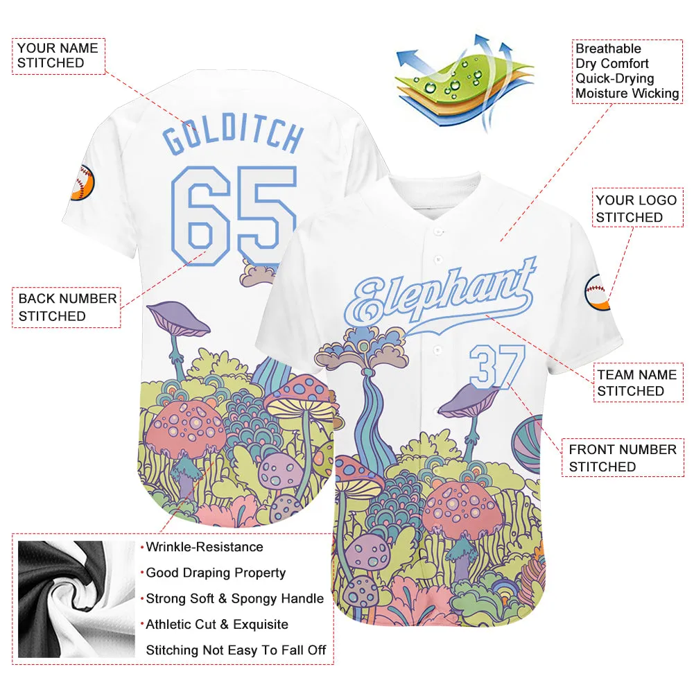 Custom 3D Pattern Design Colorful Flowers And Mushrooms Psychedelic Hallucination Authentic Baseball Jersey