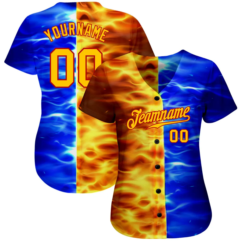 Custom 3D Pattern Design Flame Burning Red Hot Sparks BBQ Season Authentic Baseball Jersey