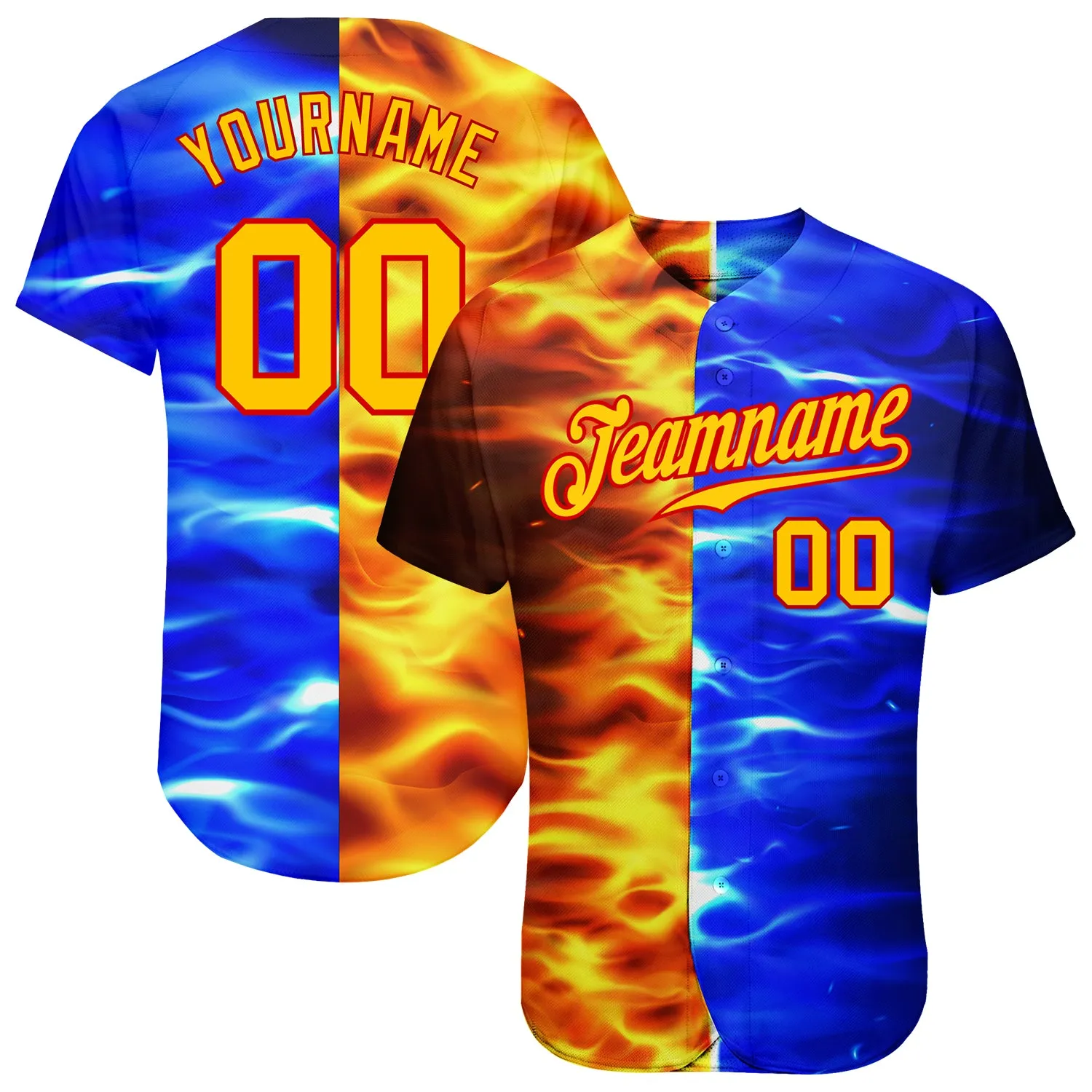 Custom 3D Pattern Design Flame Burning Red Hot Sparks BBQ Season Authentic Baseball Jersey