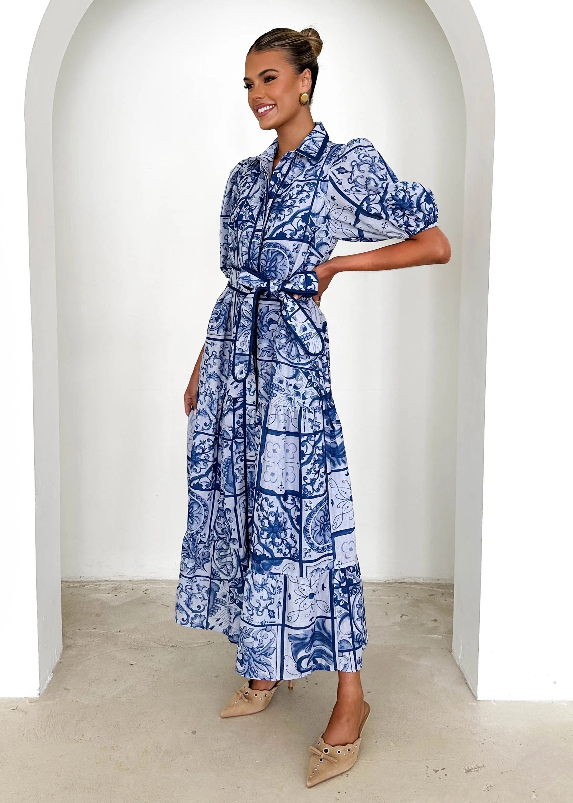 Deco Maxi Dress - Blue Tile