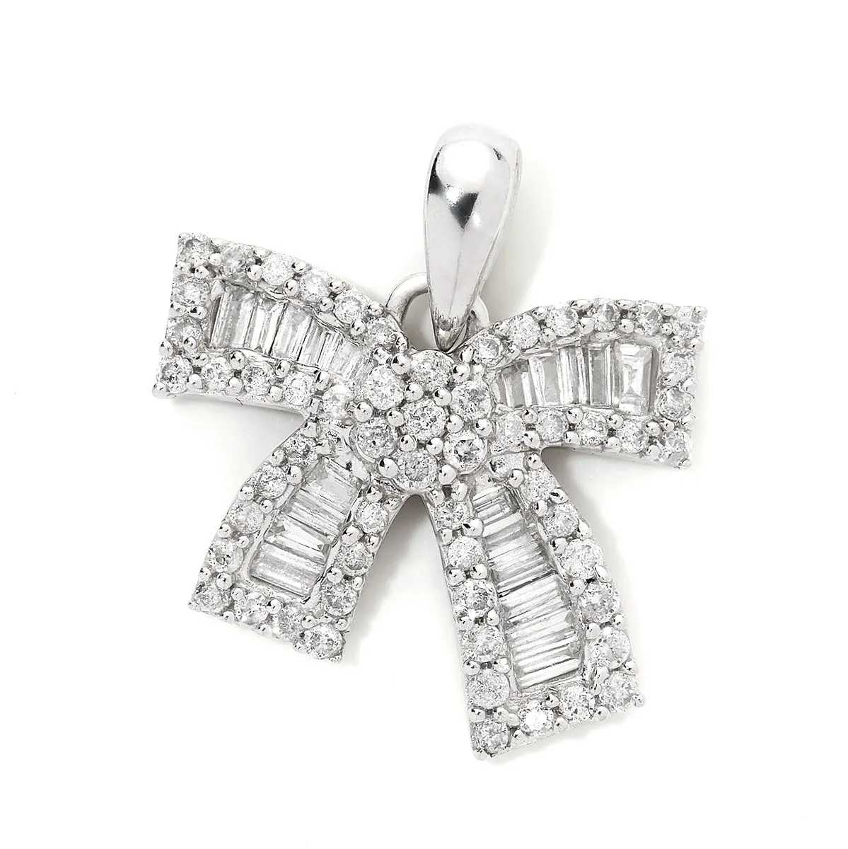 Diamond Baguette Bow Pendant