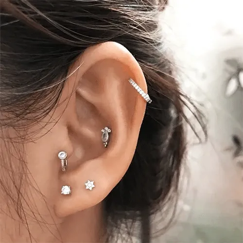 Diamond Delia Threaded Stud Earring by Maria Tash in 18K Rose Gold. Flat Stud.