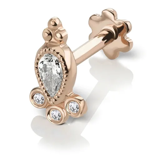 Diamond Delia Threaded Stud Earring by Maria Tash in 18K Rose Gold. Flat Stud.