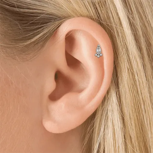 Diamond Delia Threaded Stud Earring by Maria Tash in 18K Rose Gold. Flat Stud.