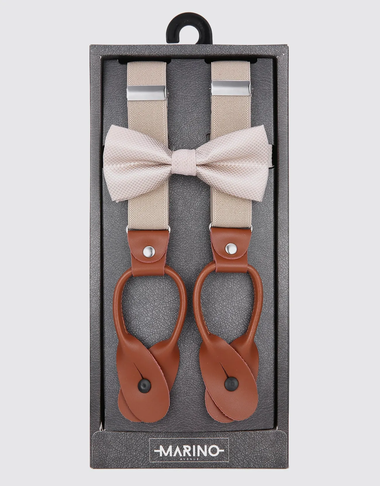 Double Button Suspender Bow Tie