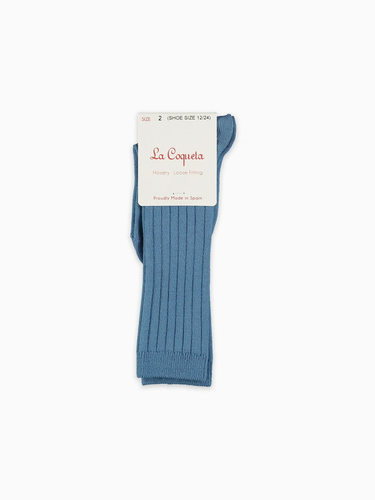 Dusty Blue Ribbed Knee High Kids Socks