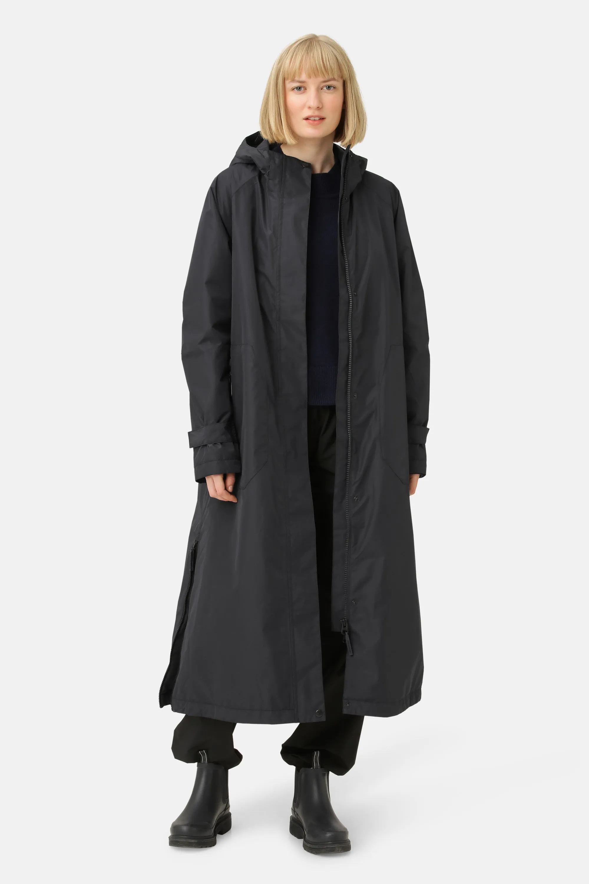 Eco Finished long Raincoat - Dark Indigo