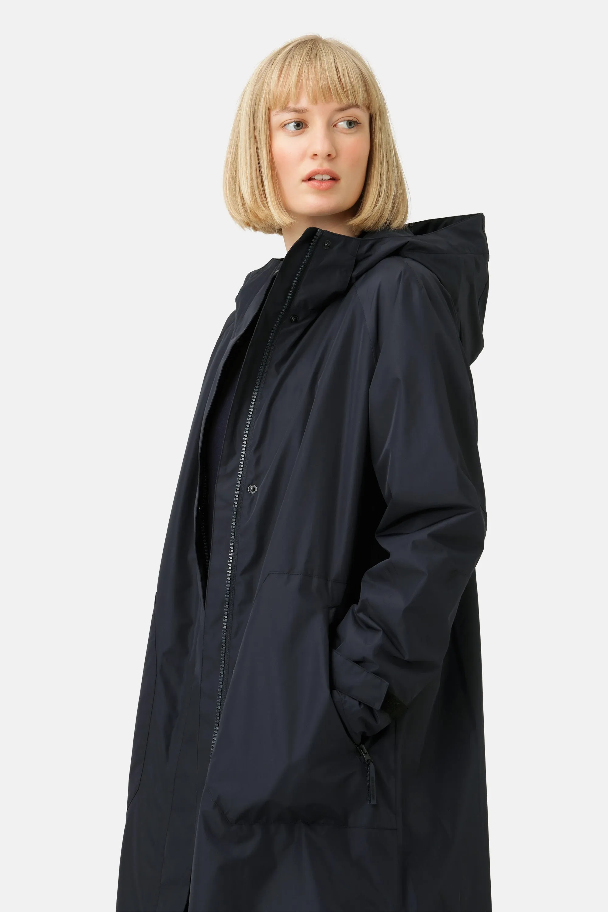 Eco Finished long Raincoat - Dark Indigo