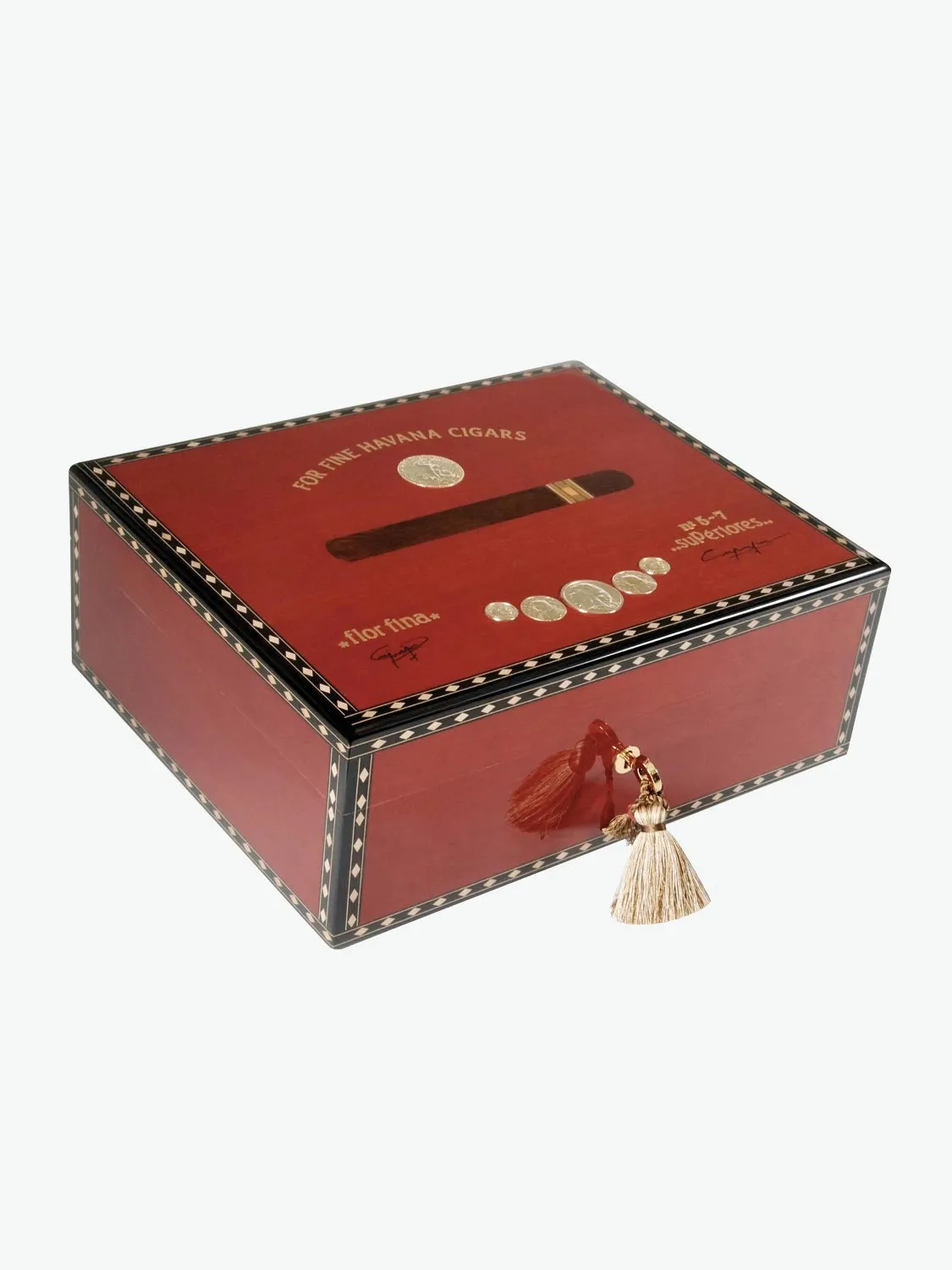 Elie Bleu Medal Cigar Humidor Red