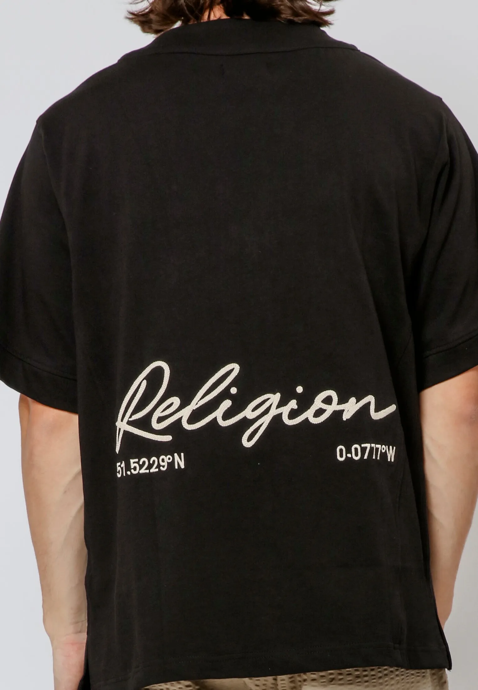 EMBROIDERED BASEBALL SHIRT BLACK