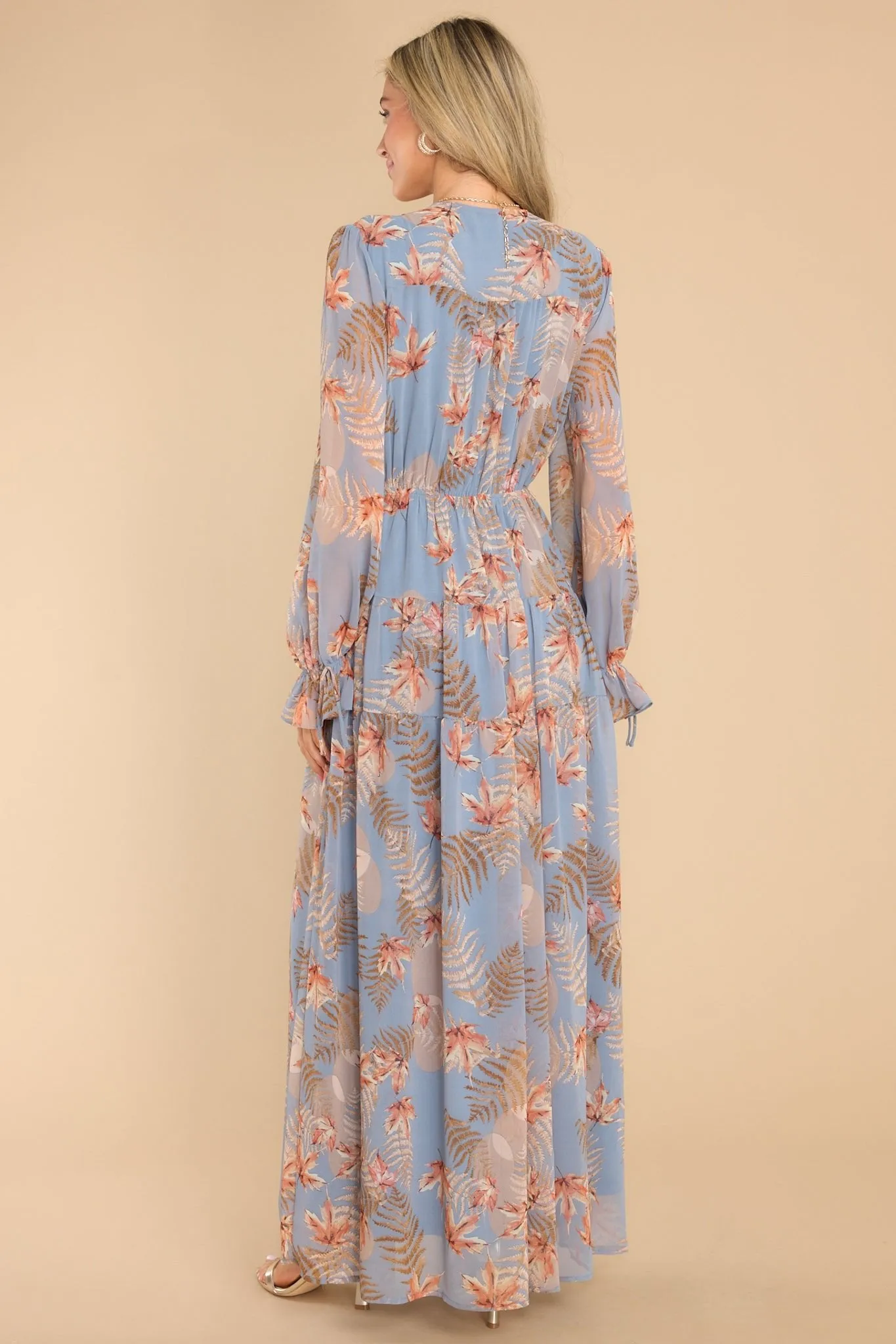 Enchanting Touch Sky Blue Print Maxi Dress