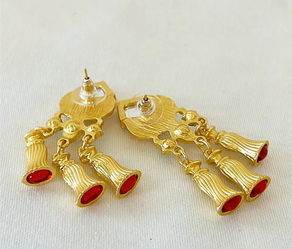 Fabulous Egyptian style pierced designer earrings.