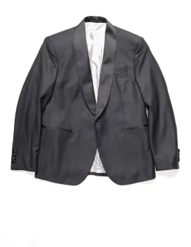 FINAL SALE: BKT50 Shawl Collar Dinner Jacket in Tonal Birdseye - Black with Satin Lapel