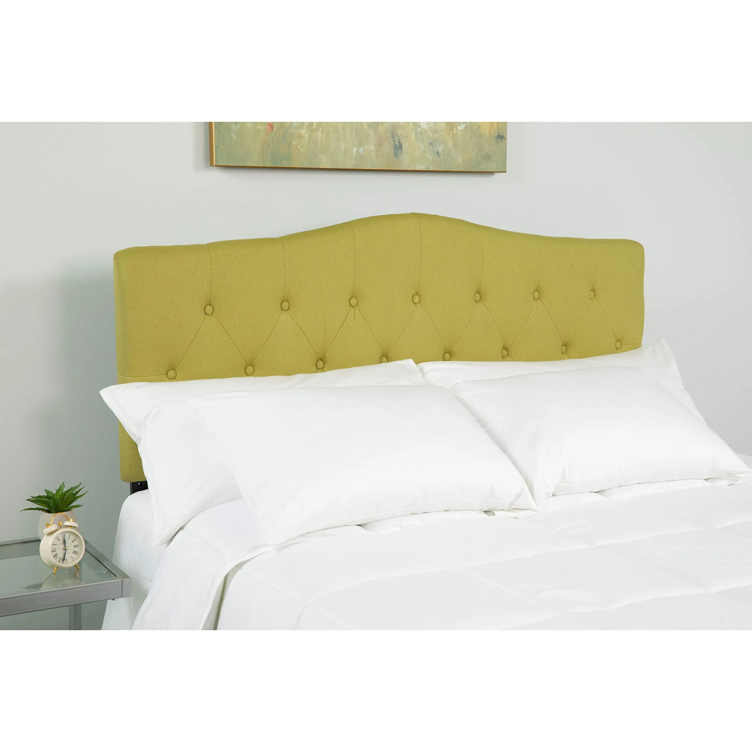 Flash Furniture Cambridge Tufted Upholstered Full Size Headboard in Green Fabric