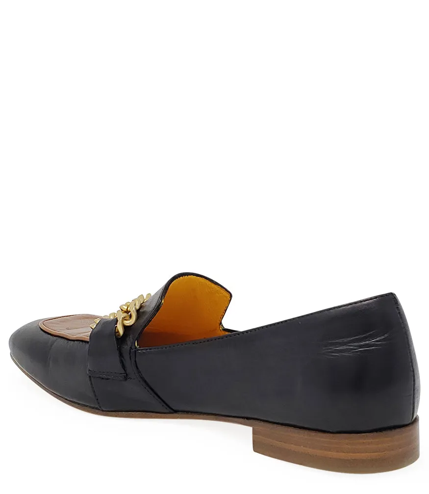 Flat Loafer Blk/Tan