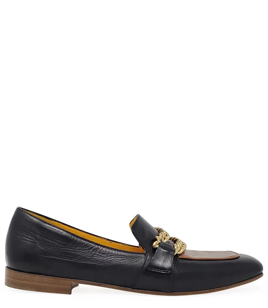 Flat Loafer Blk/Tan