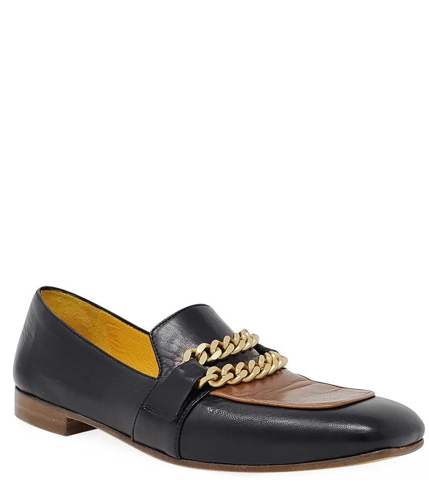 Flat Loafer Blk/Tan