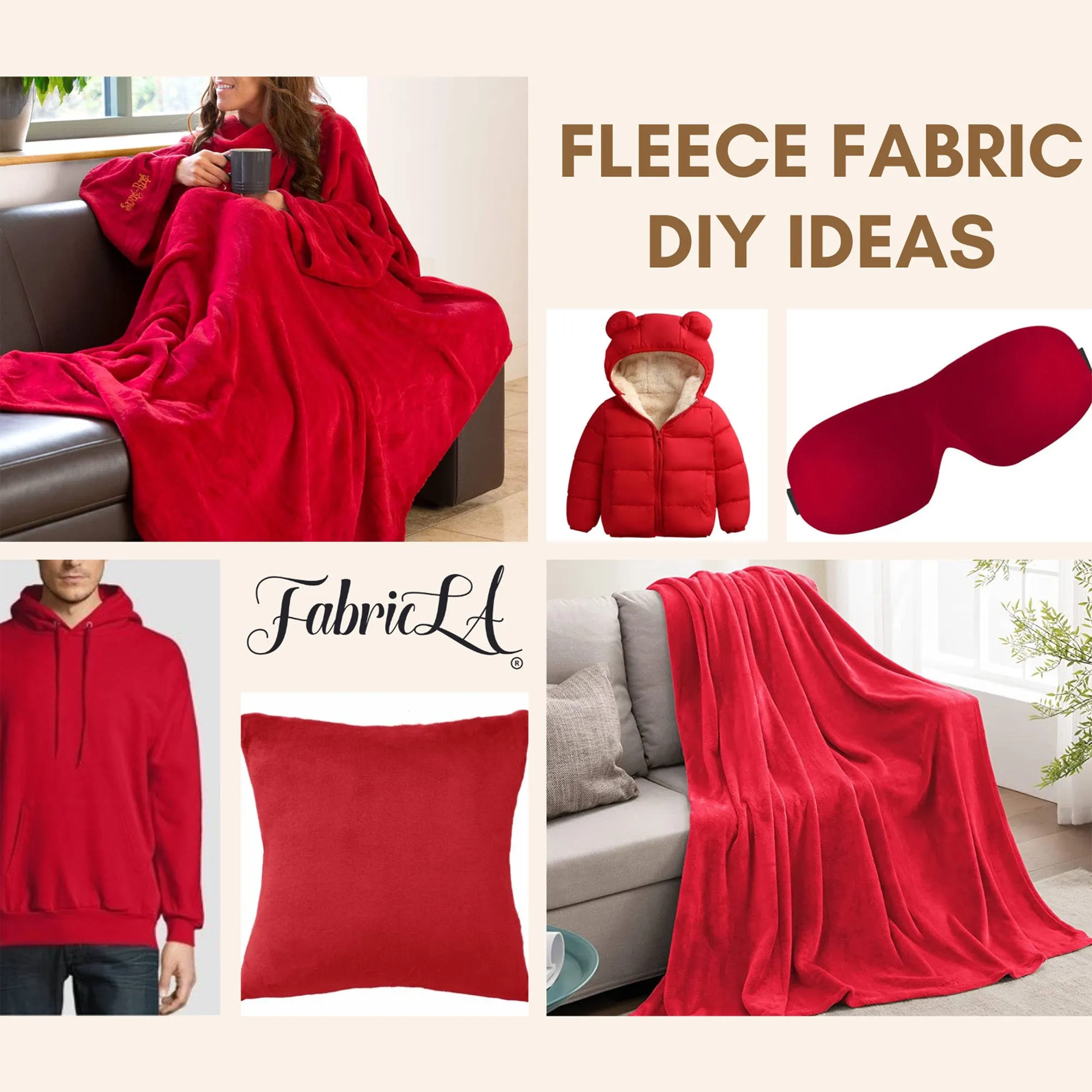 Fleece Fabric By The Yard | Red