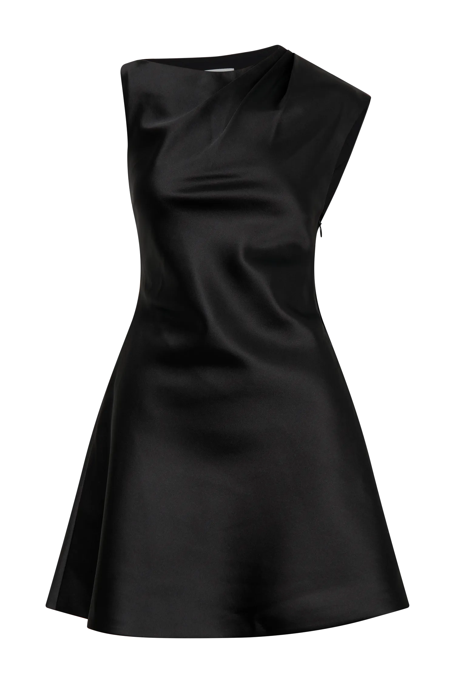 Granger Satin Structured Mini Dress - Black