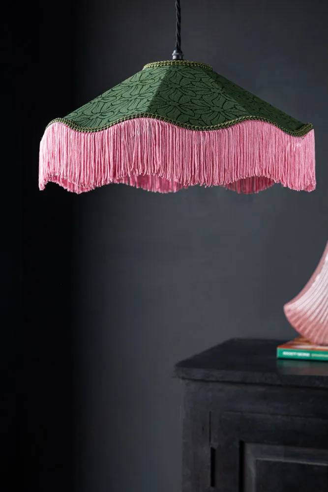 Green & Pink Tassel Ceiling Light Shade