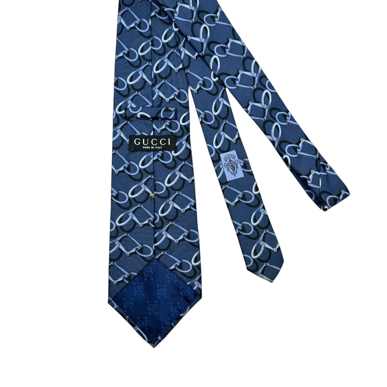 GUCCI Abstract Pattern Silk Tie - Blue & White