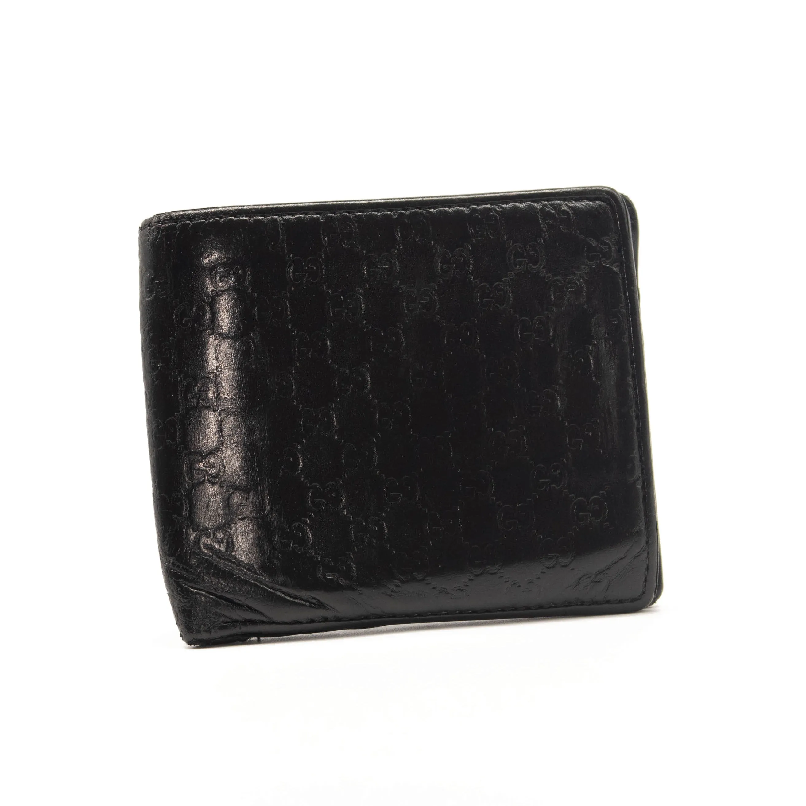 Gucci Black GG Logo Microguccissima Leather Bifold Wallet