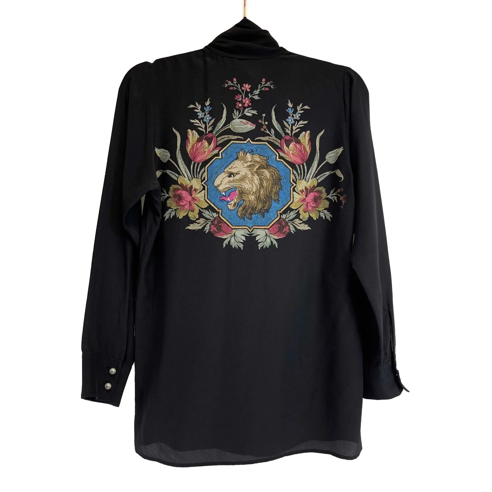 Gucci - Silk Bow Blouse with Garden Print - Black - 38 US 4