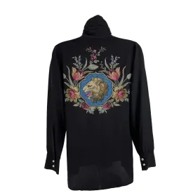 Gucci - Silk Bow Blouse with Garden Print - Black - 38 US 4