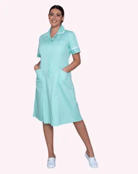 Halton Classic Collar Healthcare Dress - Aqua / White