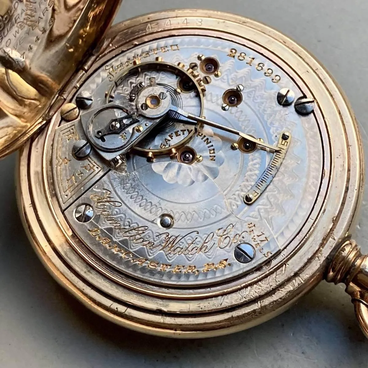 Hamilton Pocket Watch Antique 1905 Manual Gold Case 55mm