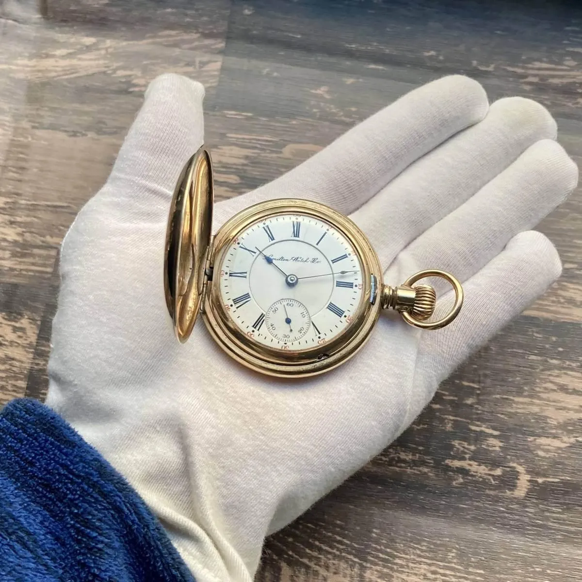 Hamilton Pocket Watch Antique 1905 Manual Gold Case 55mm