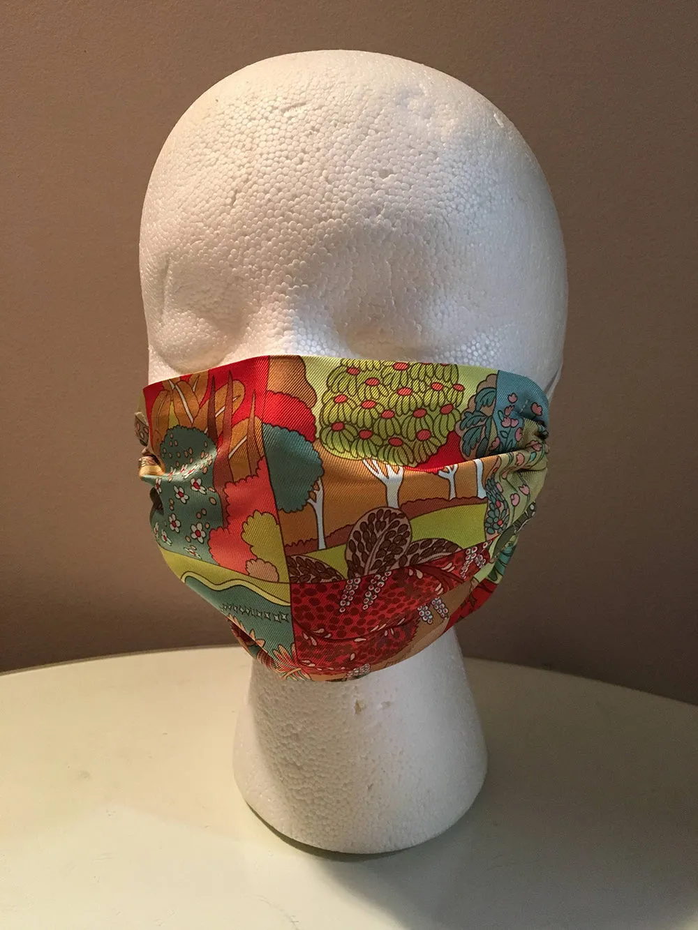 Handmade Hermes Tout en Quilt Silk Scarf Mask